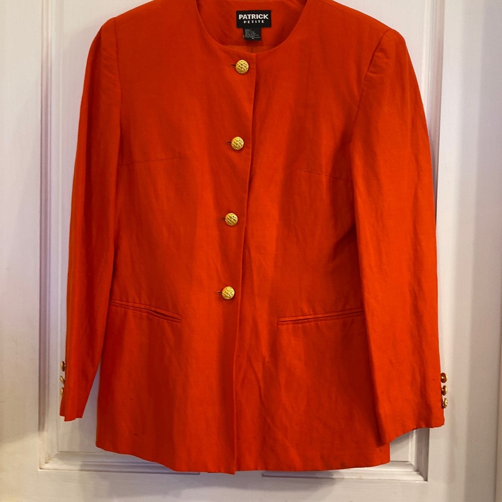 Patrick Petite orange linen/silk blazer